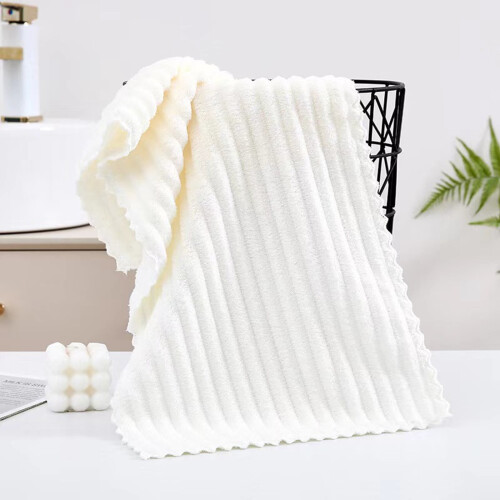 Housse de serviette rayée, absorbante, épaisse et douce, blanche, 1 pièce