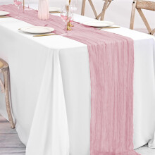 Camino de mesa bohemio rosa arrugado poliéster 70x35 pulgadas