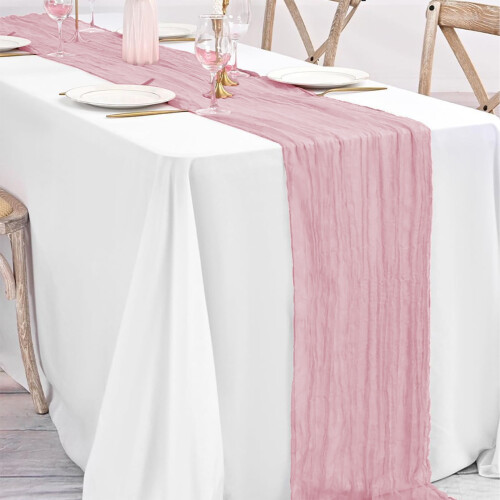 Bohemsk bordløper rosa krøllete polyester 70x35 tommer