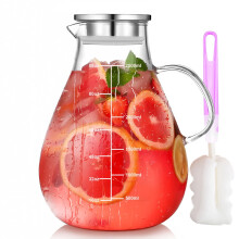 Pichet en verre avec couvercle 2500 ml (88 oz) transparent