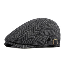 Adjustable Wool Beret Cap with Brim Retro Style Unisex Soft and Lightweight Flat Cap for A Classic Vintage Fashion Look Dark Gray