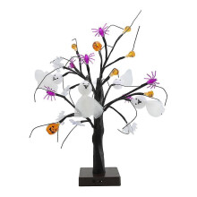 Árbol de Halloween con luz de calabaza fantasma de 18 pulgadas y 24 LED