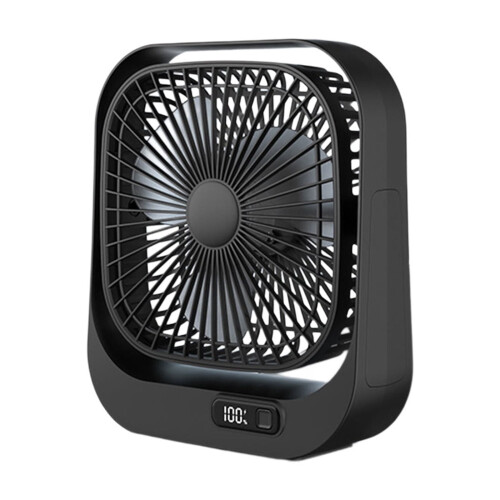 Mini-skrivebordsventilator USB-genopladelig 3-hastigheder sort