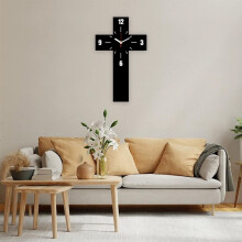 Schwarze Acryl-Kreuz-Wanduhr (1 Stück)