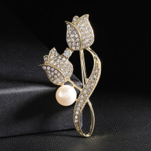 Damesbroche van legering met bloemenmotief – Vintage reversspeld