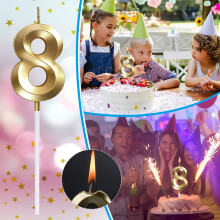 Under $1 Birthday Number Candle 3D Shape Birthday Candle Decoration Birthday Cake Candle 8