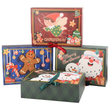 Weihnachtsgeschenkboxen mit Deckel – 12er-Pack, 3 Designs, 10 Stück