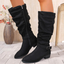Botas de nieve de invierno hasta la rodilla para mujer con forro de piel cálida.