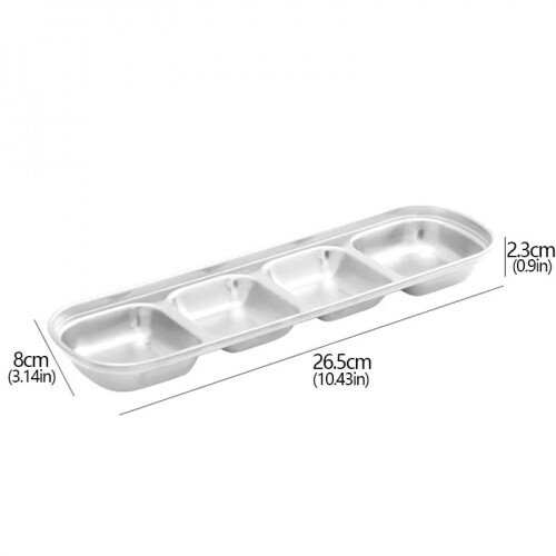Stainless Steel Seasoning Plate 4-Grid Square