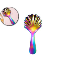 Shell Shape Spoon Stainless Steel Short Handle Soup Spoon 3.8inch Scalloped Sugar Spoon for Condiments Dessert Tea Coffee