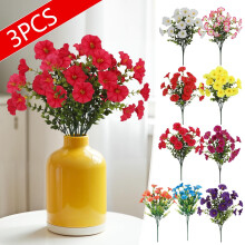 Ensemble de 3 fleurs artificielles d'extérieur – Tiges de matin réalistes, en soie synthétique résistante aux intempéries, sans entretien –