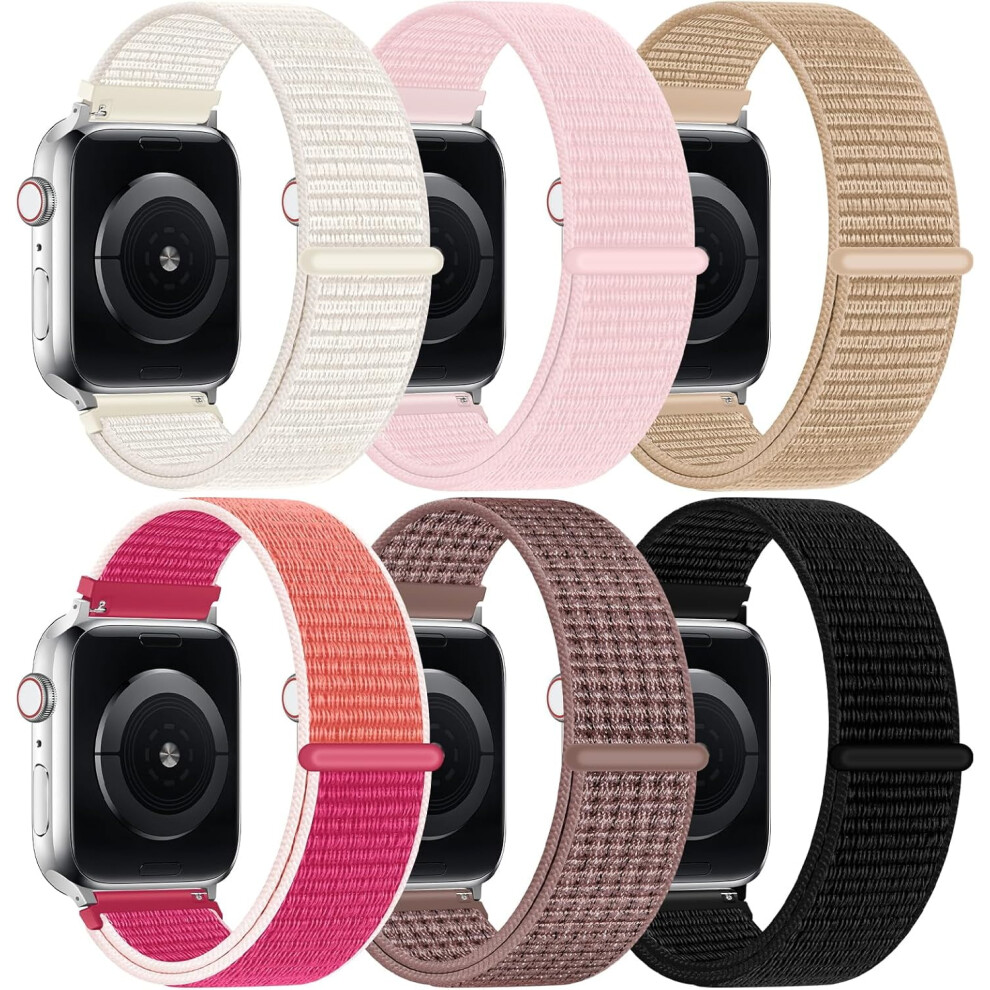 6-Pack Nylon Sport Loop Band Compatible With Apple Watch 38Â49Mm, Soft Adjustable Braided Strap For Series 11Â1 9425574138552
