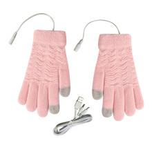 USB-beheizbare Handschuhe für Damen – Touchscreen, 5-Finger, Pink