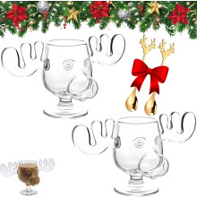 Tasses Moose Vacation, verres à lait de poule Moose, corps et bois en verre, verres Christmas Vacation, tasses cadeaux festives
