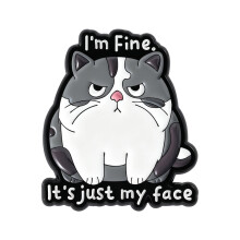 Brošňa s kreslenou tvárou, smaltovaná, dizajn I'm Fine, 1 kus