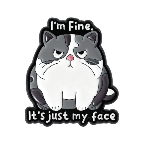 Broche dessin animé « Je vais bien, c'est juste mon visage »