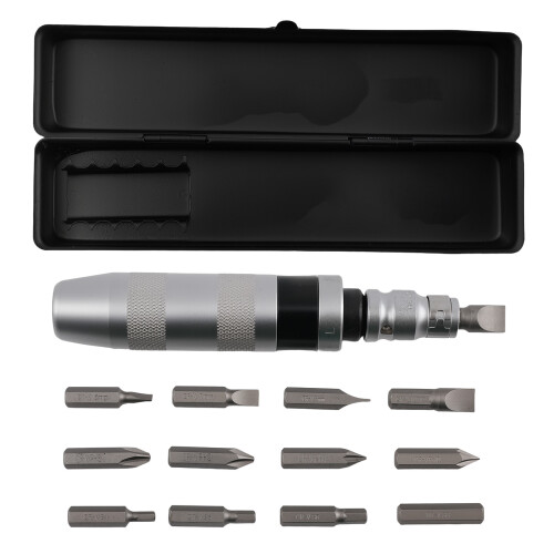 1/2" Drive Impact Screwdriver 12pcs Bits Slotted Hex Soft Grip Chrome 1