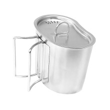 Campingbecher, Rucksackbecher mit klappbarem Griff, 700 ml Edelstahlbecher mit Deckel für Outdoor-Aktivitäten wie Camping, Wandern und Picknicks