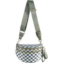 Geräumige karierte Nylon-Umhängetasche, Bauchtasche, karierte Handtaschen, Geldbörsen für Damen
