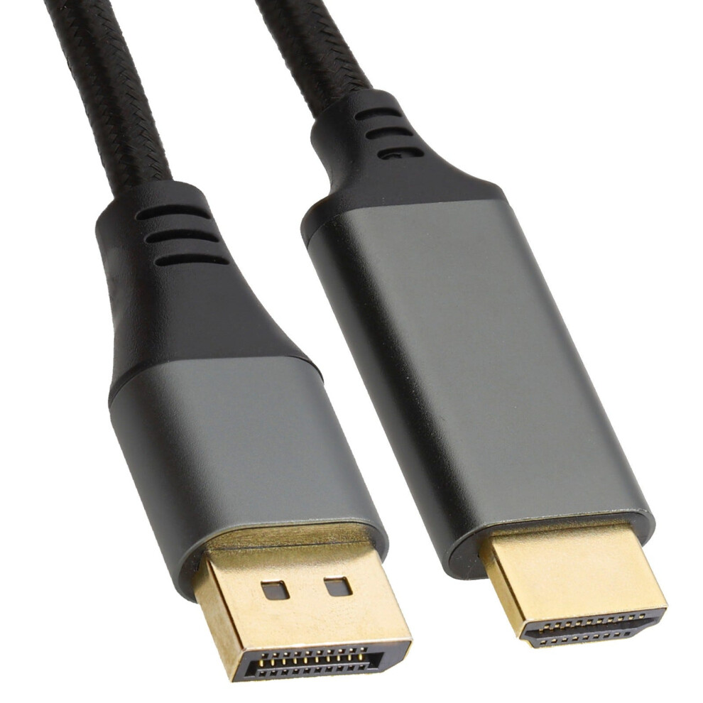 Kenable Pro Metal Displayport Male Plug To Hdmi Video Cable 4K 60Hz Braided 2M Gold