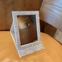Oval Folding Vanity Mirror with Rhinestone Frame 1pc
