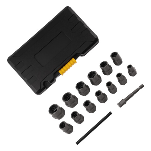 13pc Wheel Lock Nut Removal Tool Set Impact Socket 6.35-19mm Bolt Extractor Kit 2