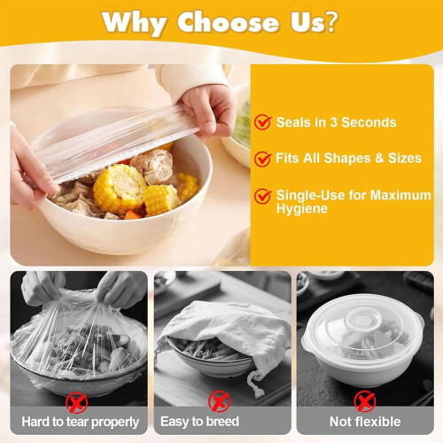 300Pcs Disposable Food Containers for Fresh Keeping Bads Storage Covers Kitchen 1