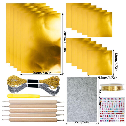 Folienpapier-Kunstbögen mit Prägeset, 15 Stück 1