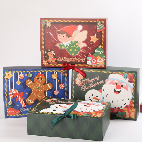 Weihnachtsgeschenkboxen mit Deckel – 12er-Pack, 3 Designs, 10 Stück 2