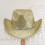 Cowboy Hat Sequined Tassel Design One Size Gold 4