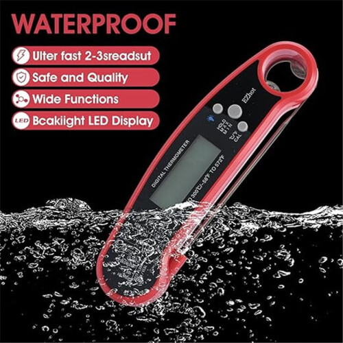 Digitale vleesthermometer, waterdicht, direct afleesbaar, opvouwbaar 2