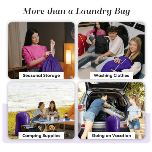 Nylon Laundry Bag with Locking Drawstring, Machine Washable, Fits Basket/Hamper, Holds 3 Loads 1