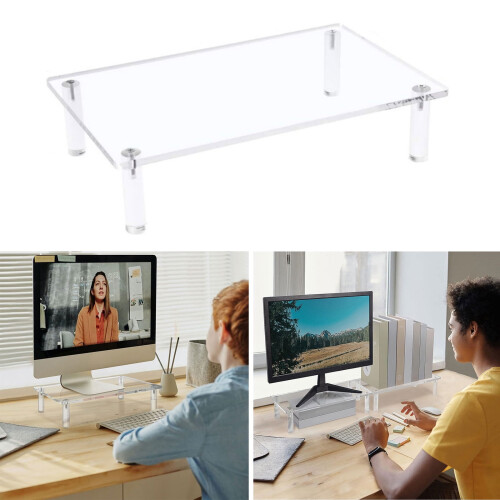 Laptop Computer Support Rack Space Saving Monitors Risers Transparents Clear Acrylic Printer Stand for Home and 1