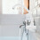White Metal Laundry Sink Faucet Single Handle 7