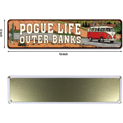 Outer Banks Pogue Life - Εξωτερική μεταλλική πινακίδα - Αστεία διακόσμηση σπιτιού, 1