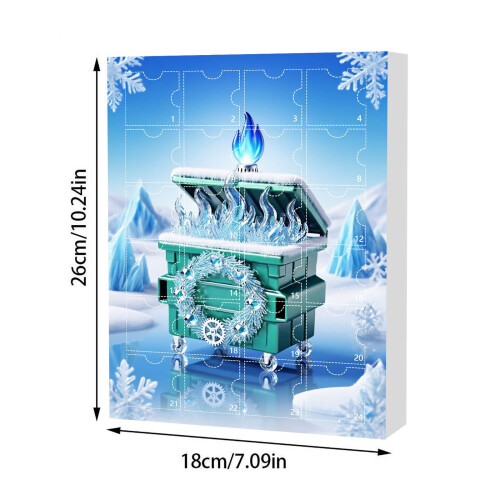 Ημερολόγιο Advent 2025 – Αστείο στολίδι φωτιάς από κάδο απορριμμάτων, συλλεκτική 1