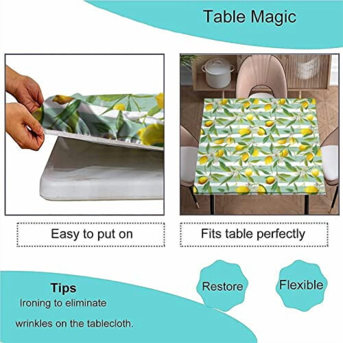 Nappe carrée citron, imperméable et lavable, adaptée à une utilisation intérieure et extérieure, en polyester élastique, convient aux tables 1