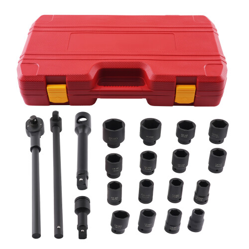 21 pezzi 3/4" Drive Deep Impact Sockets & Socket Sets19mm-30mm-50mm 3/4" Ratchet 1