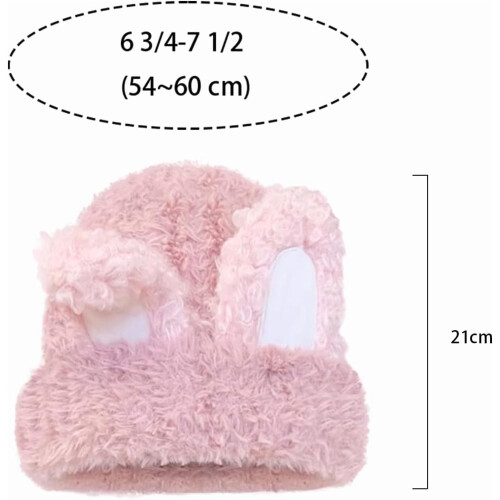 Ασαφές καπέλο για γυναίκες Y2k Beanie Χαριτωμένα αυτιά λαγουδάκι Ζεστό χειμωνιάτικο 1