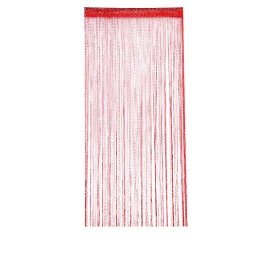 Silver Beaded Curtain 40x79in Red Polyester Tassel Room 1