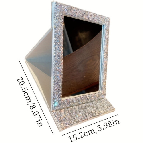 Luxury Folding Oval Table Mirror with Rhinestone Frame, Portable Vanity Mirror with Sturdy Foldable Stand – No Assembly Required 2