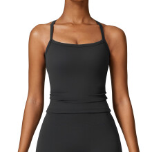 Canotta da donna comoda con scollo quadrato, morbida e confortevole, ideale per l'attività sportiva, con spalline sottili e senza maniche,