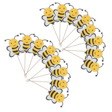 360Pcs Adorable Bee Cake Toppers Yellow Wood Paper Cupcake Decorations