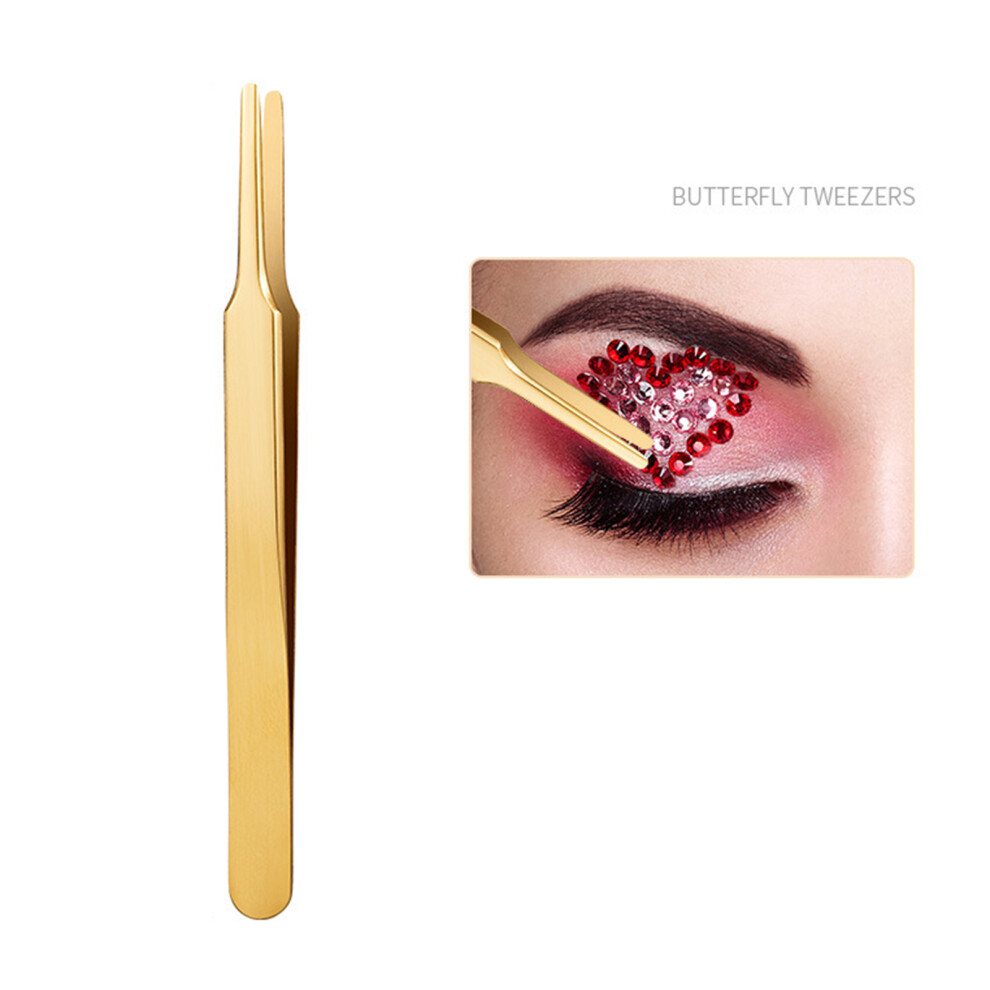 Penghui-Toys Gold (Titanium Flat Scraper Feather Clip) Precision Eyelash Tweezers For Perfect Alignment