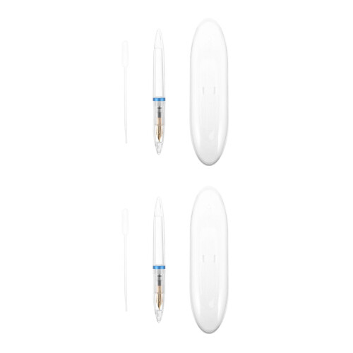 2Stk Blaue Transparente Füllfederhalter Spitze Refill Einkerbung 2