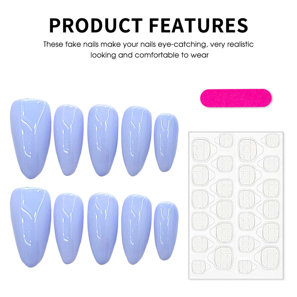 Penghui-Toys (830) Glossy Almond Fake Nails, Long Lasting Manicure