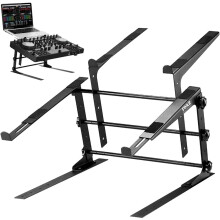 Tragbarer Doppel-Laptopständer, schwarz, höhenverstellbar