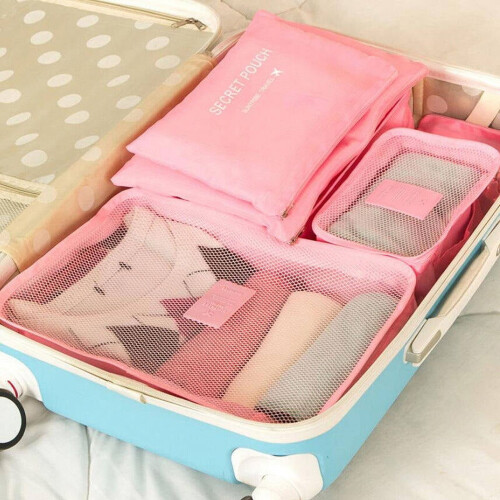 Borse organizer impermeabili rosa Minkissy per bagagli, 6 pezzi