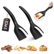 2-in-1Egg Flipper -lastapihdit, 2 kpl:n setti, tarttumaton keittiöväline leivälle, kalalle, pannukakuille ja paahtoleivälle – musta