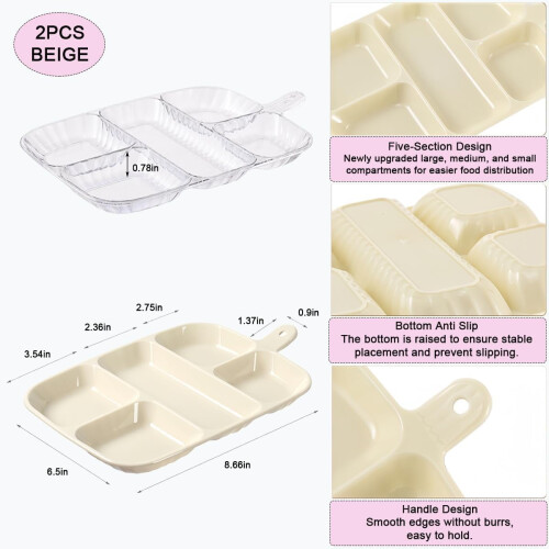 5-teiliges Vorspeisentablett-Set – 2er-Pack, lebensmittelechtes PP 2
